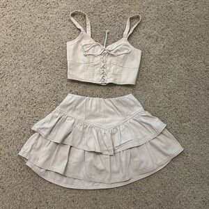 American Eagle Top and Skirt Set, Cream Small